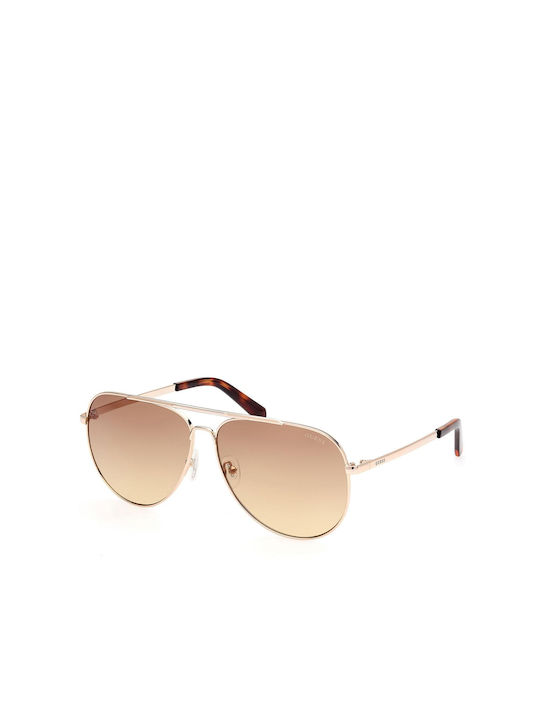 Guess Men's Sunglasses with Gold Metal Frame and Brown Gradient Lens GU00059 32F