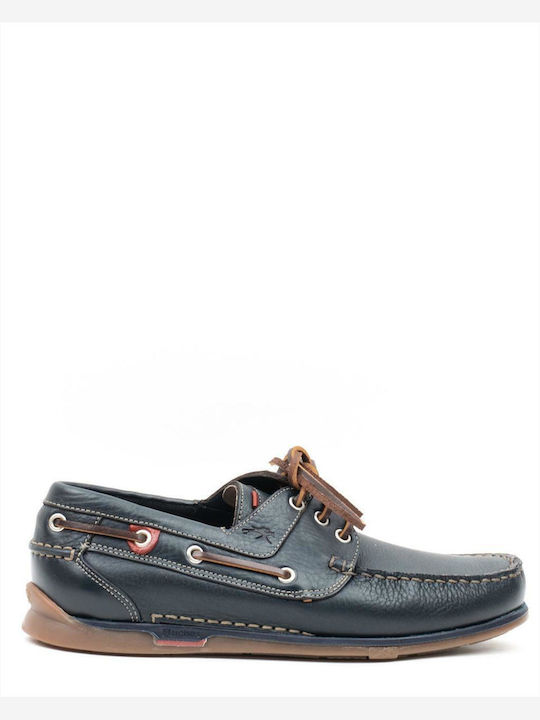 7625 Δερμάτινα Ανδρικά Boat Shoes σε Μπλε Χρώμα