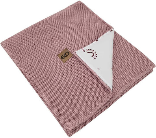Ekokids Κουβέρτα Αγκαλιάς & Λίκνου Pink Rose Rainbows Βαμβακερή Ροζ 100x80εκ.