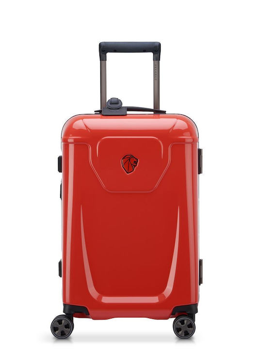 Delsey Peugeot Voyages Cabin Hard Red Suitcase with 4 Wheels Height 34cm