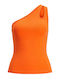 Jack & Jones Women's Summer Blouse with One Shoulder Orange
