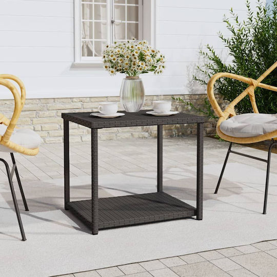 Black Synthetic Auxiliary Outdoor Rattan Table Black 55x45x49cm