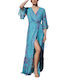 Desiree Summer Maxi Dress Wrap Turquoise
