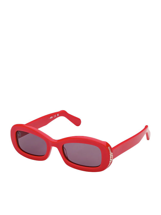 GCDS Women's Sunglasses with Red Plastic Frame and Gray Lens GD0027 66A