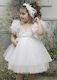 Mi Chiamo Alb Set de Haine de Botez cu Accesorii pentru păr & Rochie din Tulle 2buc