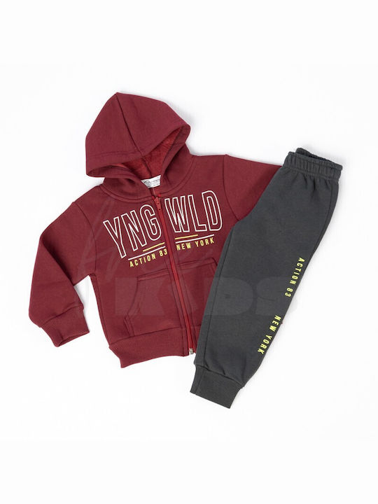 Action Sportswear Kids Sweatpants Set Burgundy 2pcs