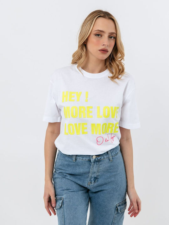 Freestyle Γυναικείο T-shirt Λευκό/Κίτρινο με Στάμπα
