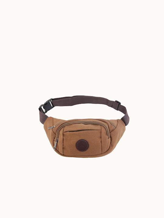 Vamore men's waist bag, canvas, brown [53507]