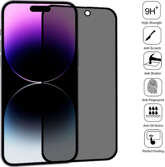 Tinted Privacy Full Face Tempered Glass Black (iPhone 14 Pro Max)