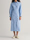 Summer Midi Shirt Dress Light Blue