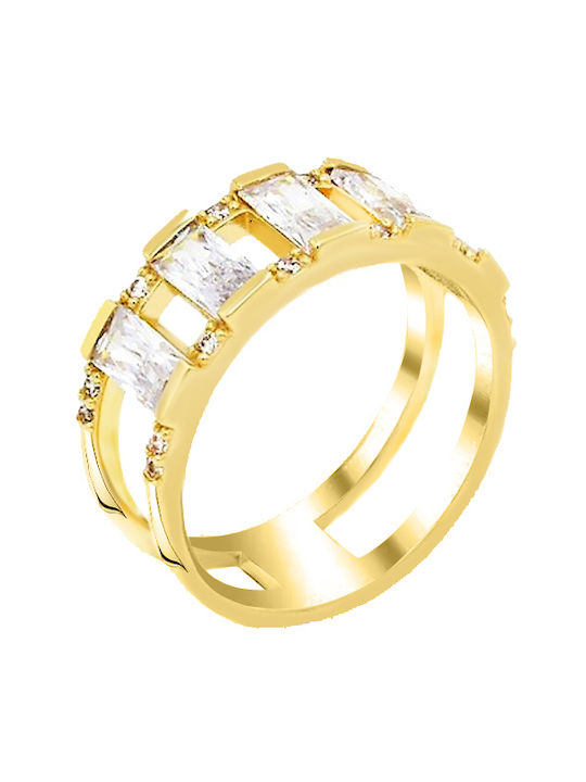 14K Gold ring with cubic zirconia baguette