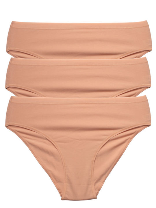 Nina Club Βαμβακερά Γυναικεία Slip 3Pack Μπεζ