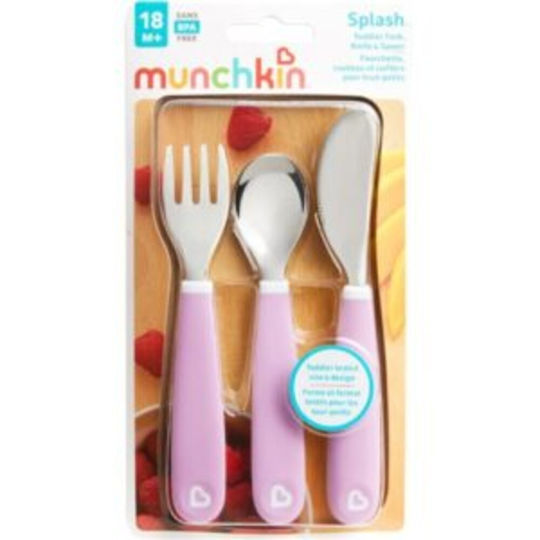 Munchkin Set of Baby Cutlery Splash Metal for 18+ Months Lilac 3 Pieces
