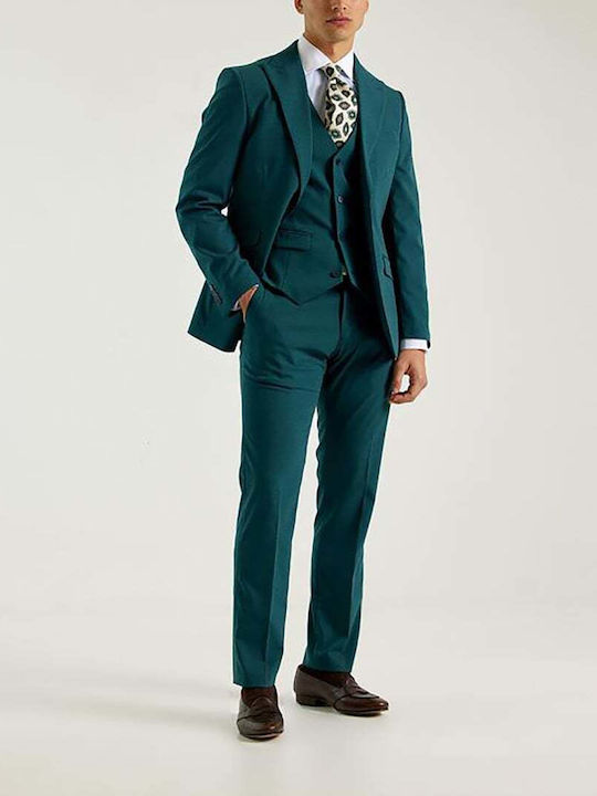 PUROEGO SUIT WITH VEST GREEN REGULAR LINE 56938-204.GREEN