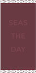 Melinen Seas The Day Πετσέτα Θαλάσσης με Κρόσσια Μπορντό 160x86εκ.