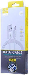 Ellietech CC206 Regular USB 2.0 σε micro USB 1m Λευκό