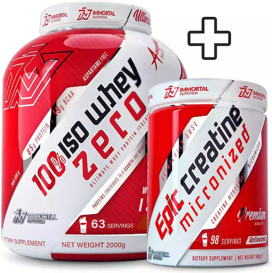 Immortal Iso Whey Zero 2000gr + Epic Creatine Monohydrate Micronized 500gr Unflavored Strawberry