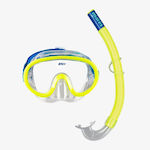 Mares Μάσκα Θαλάσσης με Αναπνευστήρα Παιδική Combo Jelly Snorkerling Lime/Blue/Clear