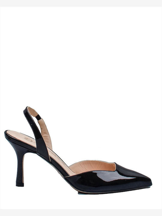 Mourtzi Patent Leather Black Heels with Strap