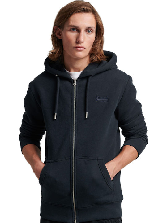 Superdry Ζακέτα με Κουκούλα Navy Μπλε