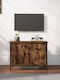 TV-Ständer aus Metall & geräucherter Eichenholz M60xT35xH45cm