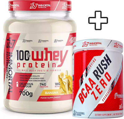 Immortal Nutrition 100% Whey Protein 700gr Banana & BCAA Rush Zero 300gr Ananas