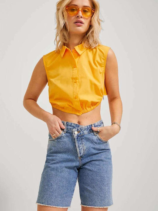 Women's Monochrome Sleeveless Shirt Orange