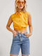 Jack & Jones Women's Monochrome Sleeveless Shirt Orange