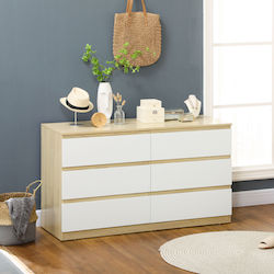Wooden Chest of Drawers with 6 Drawers 135x48x77cm