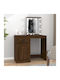 Bodenstehende Schminktisch Schlafzimmer Holz Braun mit Spiegel 90x50x132.5cm