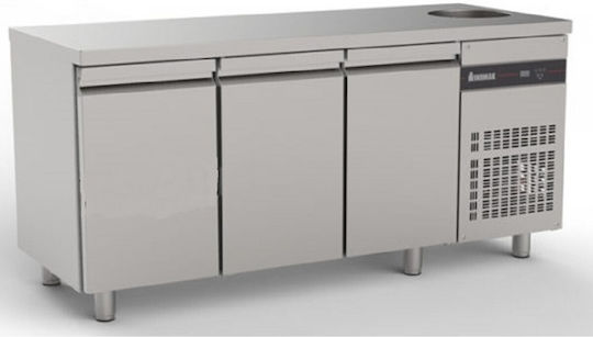 Inomak Frigider Inoxidabil de Banc 421lt cu 3 Uși și Unitate de Răcire 0/+10°C L179xl70xH88cm