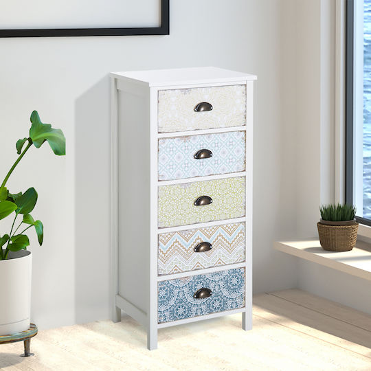 Drawers Storage Wooden with 5 Drawers L46xW34xH97.5cm