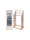 Triple Floor Standing Bathroom Freestanding Coat Rack Brown