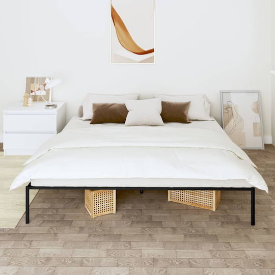 Метално Черно Легло King Size с Дъски за Матрак 183x213см