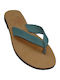 Leder Flache Sandalen für Damen in Grün Farbe