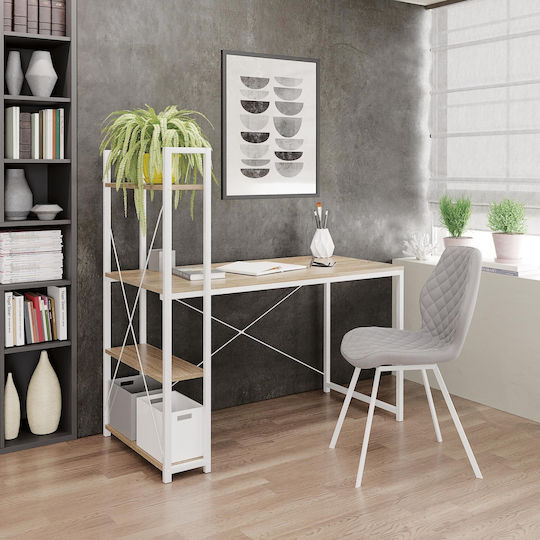 Birou Pentru Copii Narvik-B1 cu Bibliotecă Alb 120x64x120cm