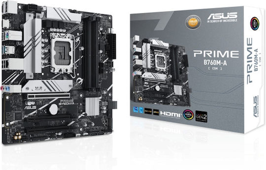Asus Prime B760M-A-D4-CSM Motherboard Micro ATX with Intel 1700 Socket