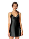 Milena by Paris Summer Satin Women's Nightdress Black 3392 003392-Μαύρο