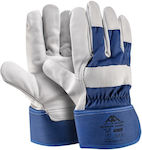 Active Gear Leather-Cotton Safety Cotton Gloves Blue