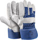 Active Gear Gloves for Work Blue Leather-/Cotton 1pcs