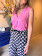 ICHI pentru Femei de Vară Bluză Fără mâneci cu Decolteu în V Super Pink