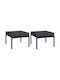 Metallic Garden Stool Cube Outdoor with Cushion Grey 2 Pieces 60x60x35cm