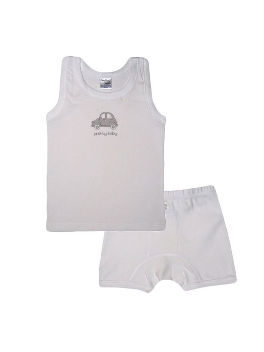 Pretty Baby Kids Boxers and Tank Top Set White 2pcs