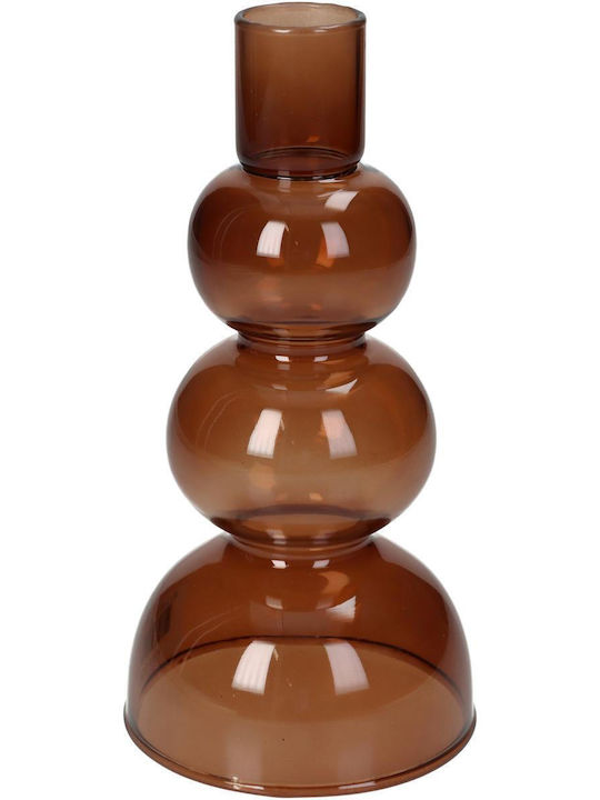 ArteLibre Candle Holder Glass Coffee 8x8x16cm 1pcs