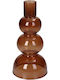 ArteLibre Candle Holder Glass Coffee 8x8x16cm 1pcs