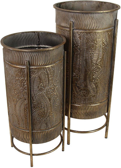 ArteLibre Planter Metal Gold with Stand 30x30x65cm.
