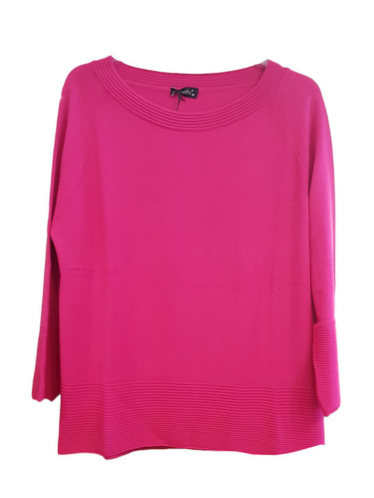 Albertini - Knitted blouse with 3/4 sleeve in fuchsia