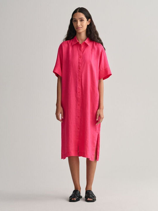 Gant Summer Midi Shirt Dress Dress Fuchsia