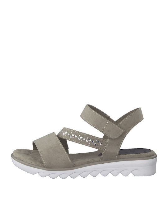 Flache Sandalen für Damen Anatomisch mit Riemen in Gray Farbe