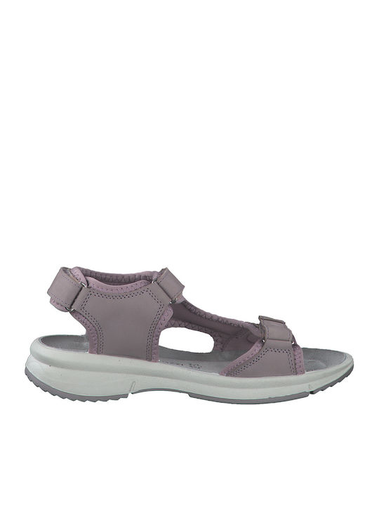 Leather Women's Flat Sandals Anatomic with Strap in Purple Color